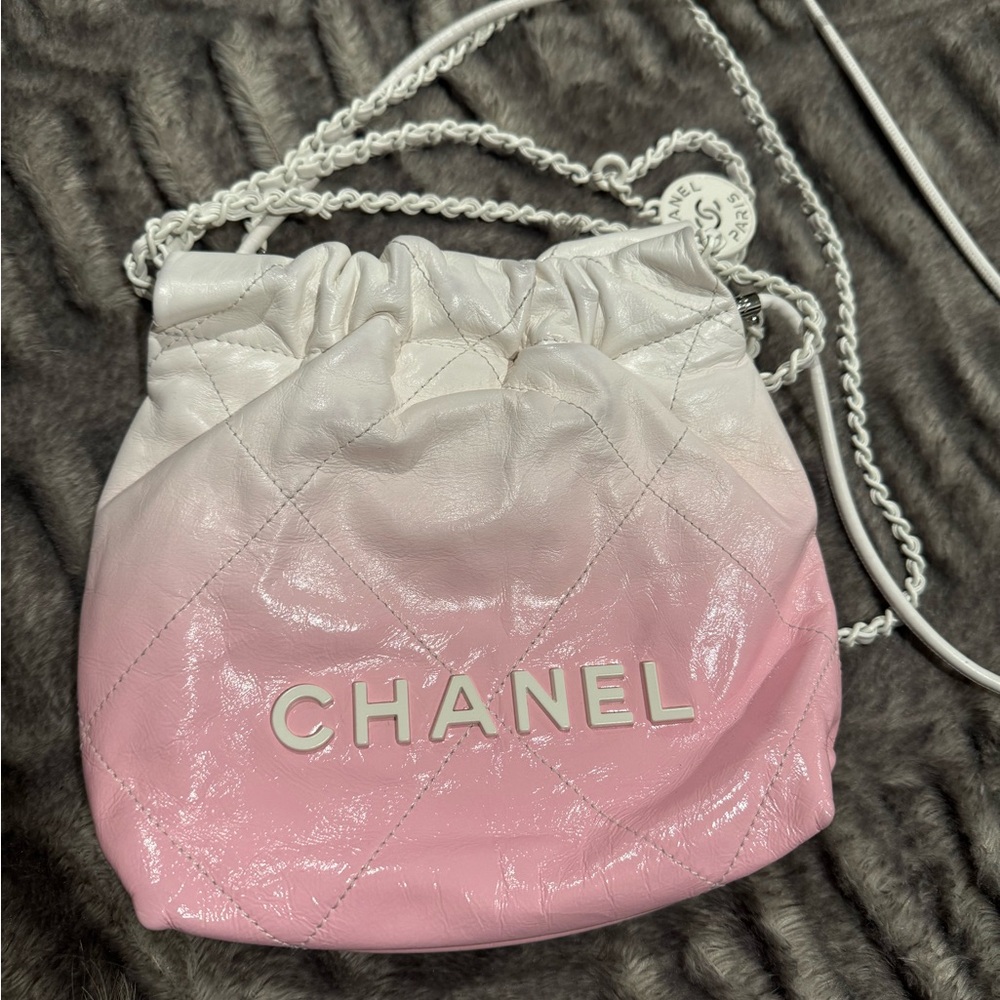 CHANEL Crossbody Bag in Pink and White with Ruched Ombré Design